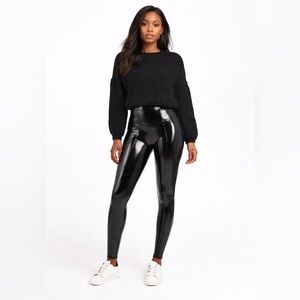 NWT Spanx Faux Patent Leather Leggings - Size L